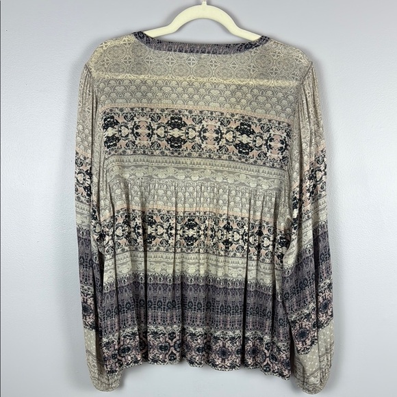 Lucky Brand Light Pink & Purple Long Sleeve Relaxed Blouse Size Large - Picture 9 of 9